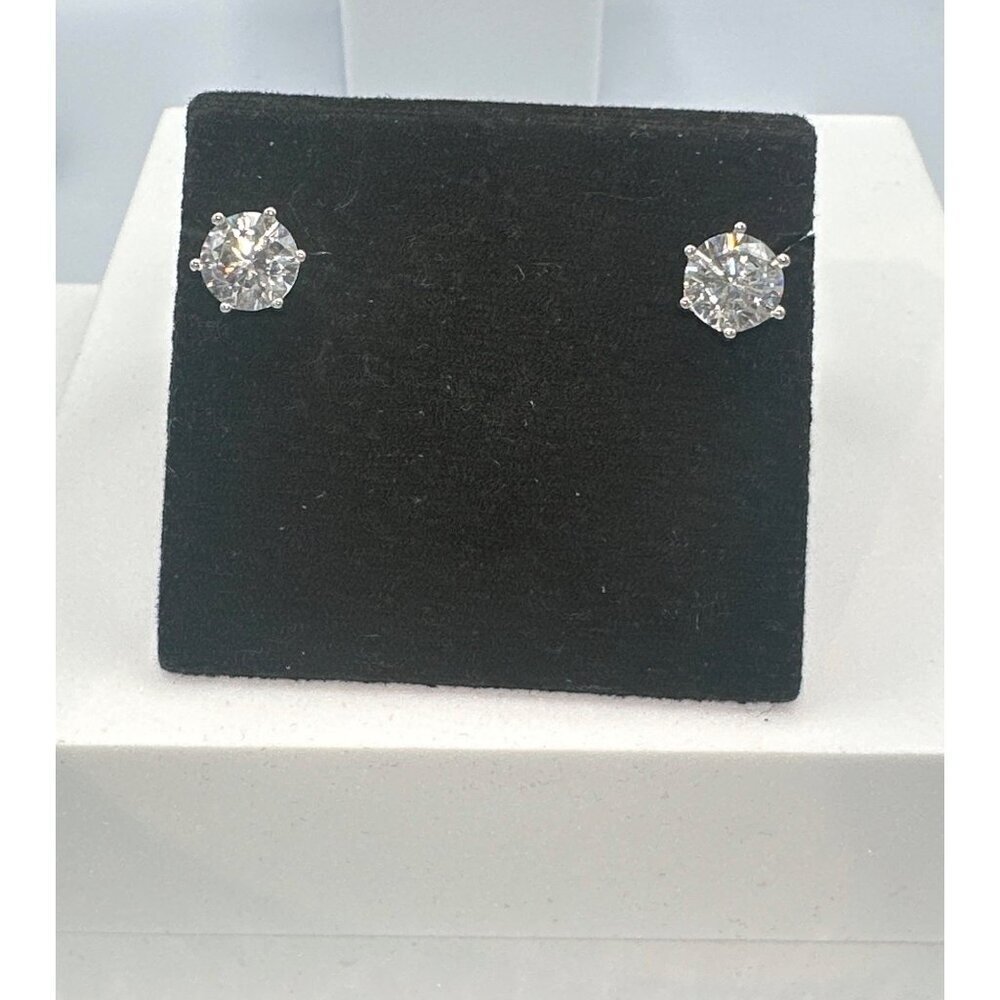 Sterling Silver Cubic Zirconia 2 CT Stud Earrings - Picture 3 of 4
